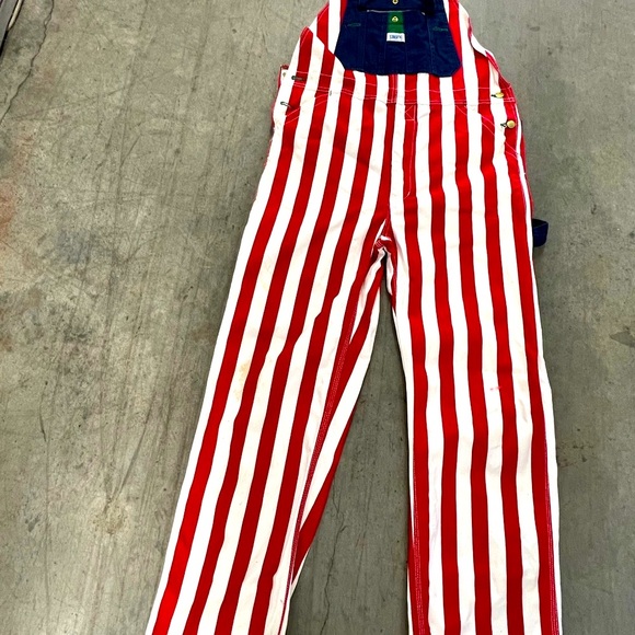 Liberty Red and White Striped Cargo overalls